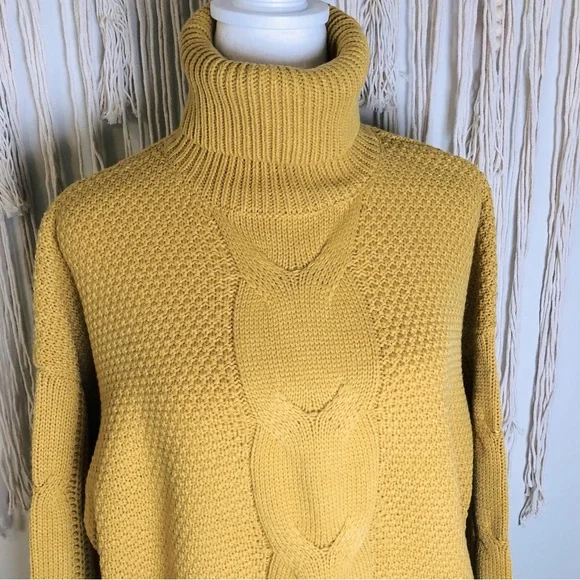 NWT Mustard Cableknit Turtleneck Sweater - Picture 6 of 14